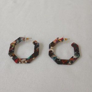NWOT   Hexagon Colorful Earrings